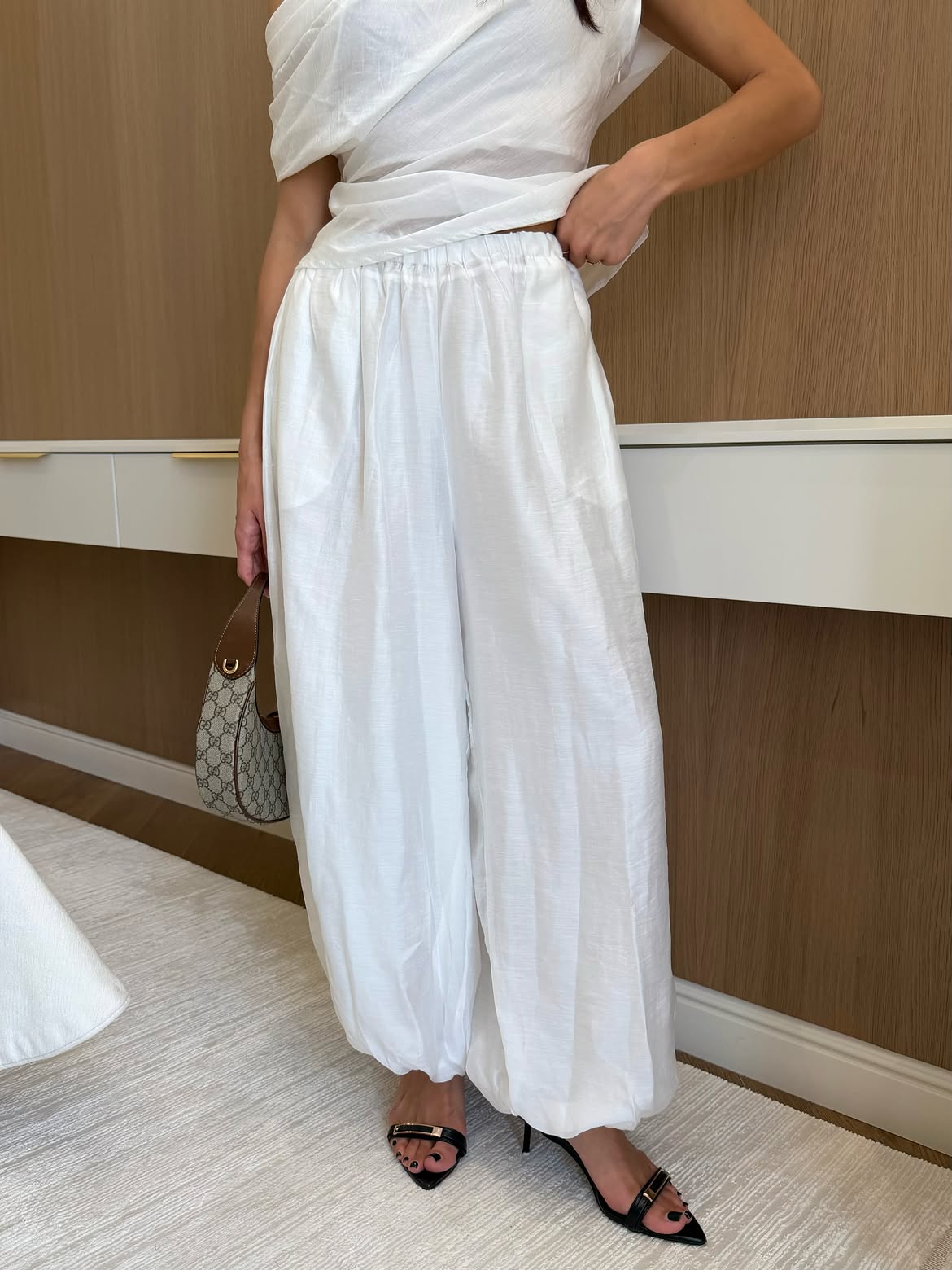 Asymmetrical Blouse And Baggy Pants Set