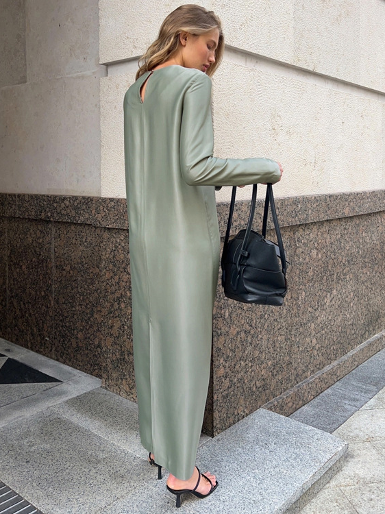 Slit satin maxi dress