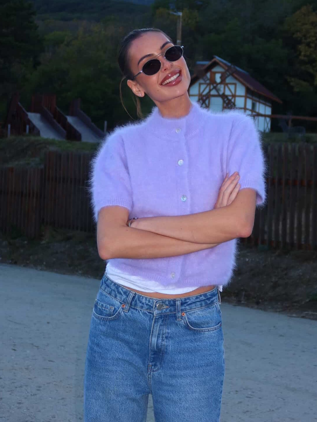 Retro Half-Turtleneck Knit Cardigan