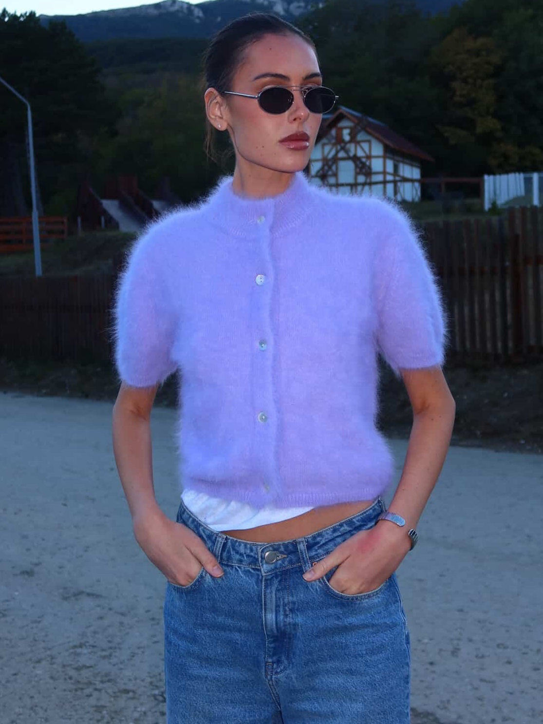 Retro Half-Turtleneck Knit Cardigan