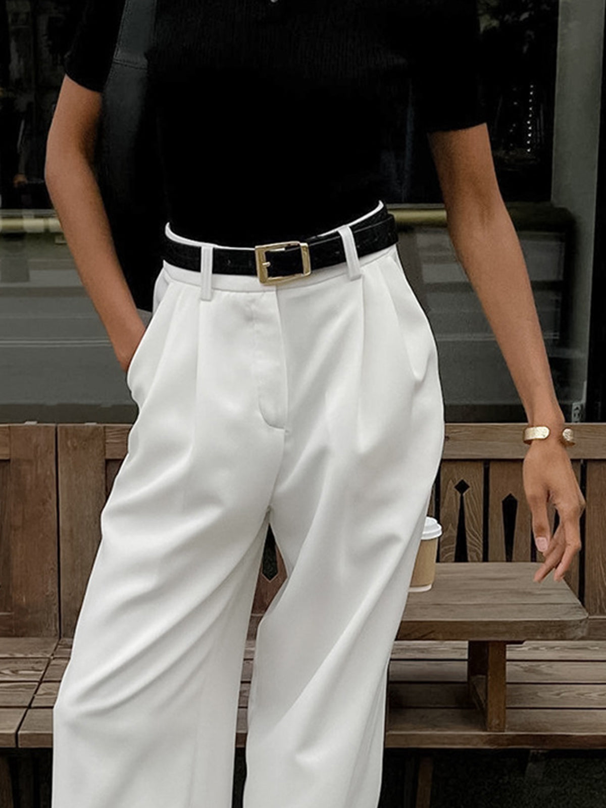 Solid Wide Leg Pants