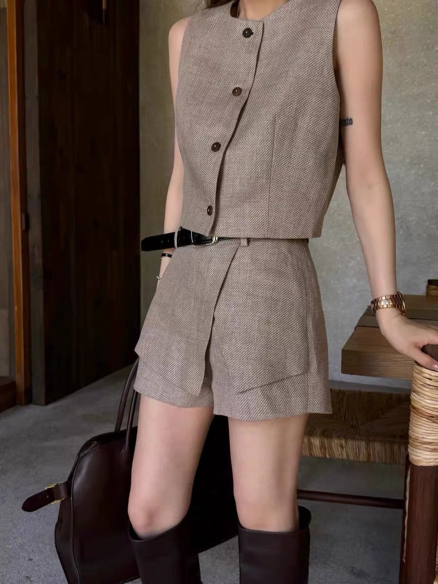 Linen Tank Top and Shorts Set