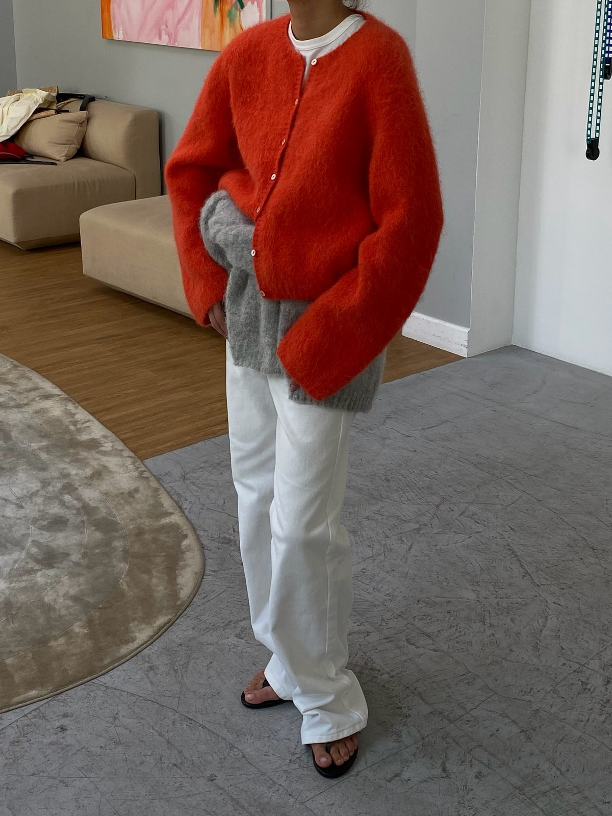 Crew-Neck Knit Cardigan
