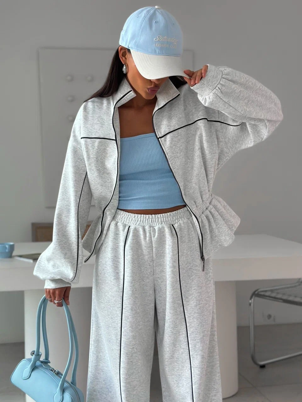 Drawstring Waist Sweatpants Set