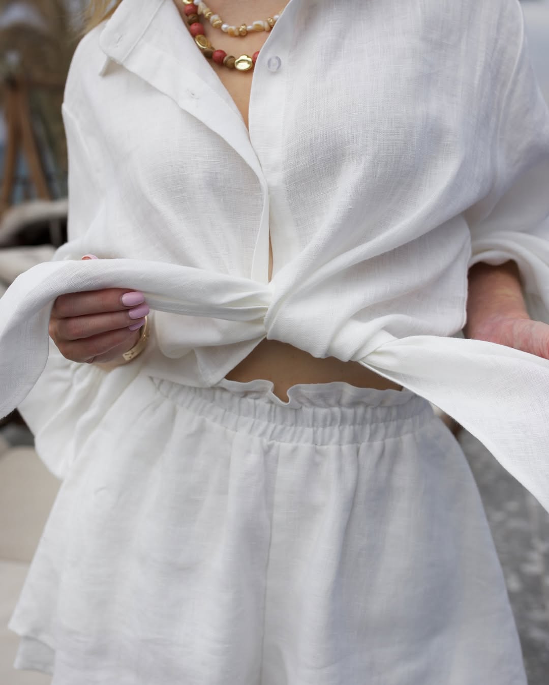 Cotton Bubble Two Piece Shorts Set