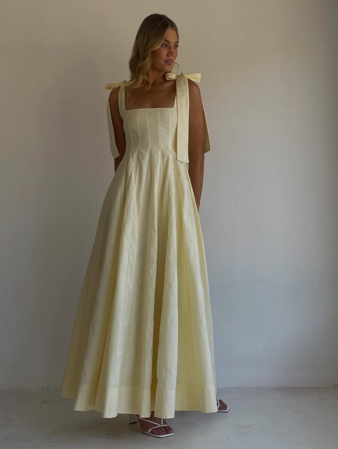 Square-Neck Lace-Up Dress