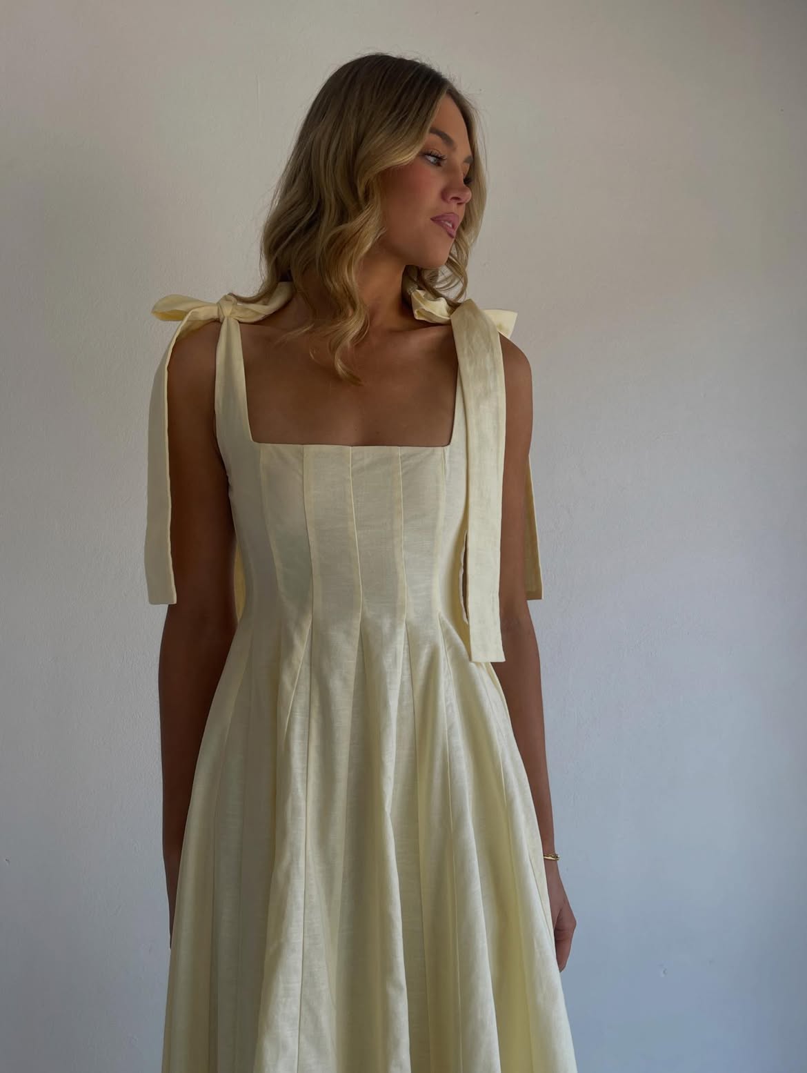 Square-Neck Lace-Up Dress