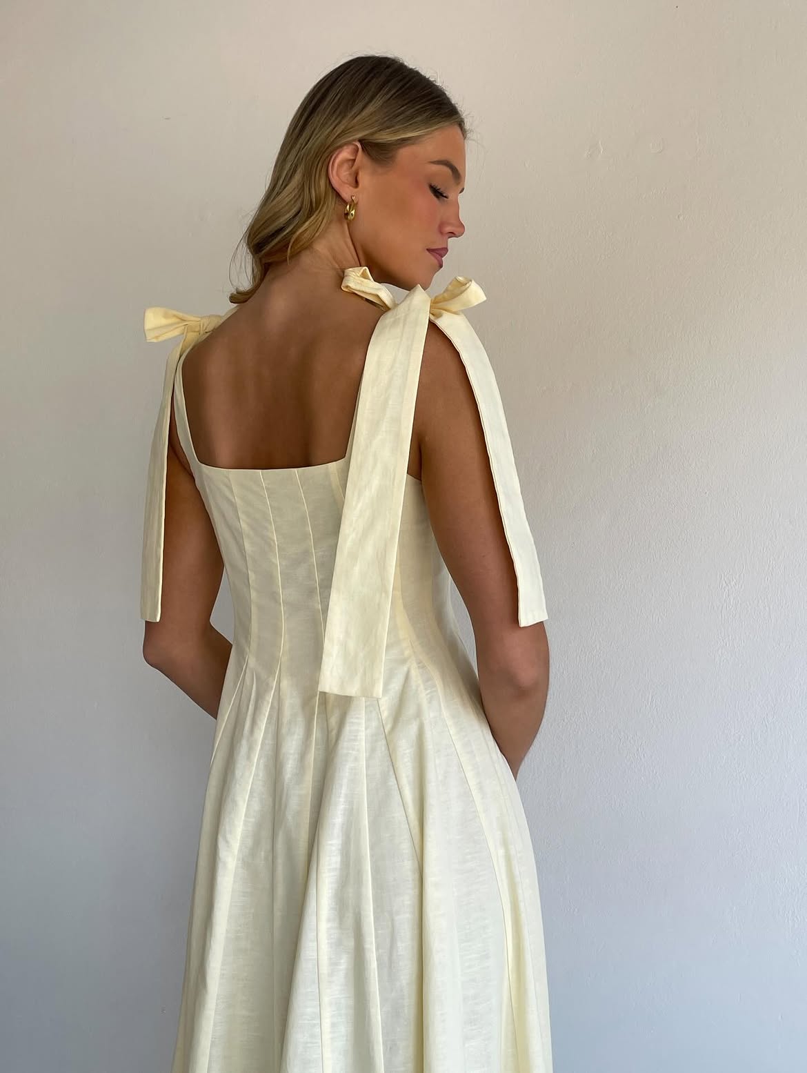Square-Neck Lace-Up Dress