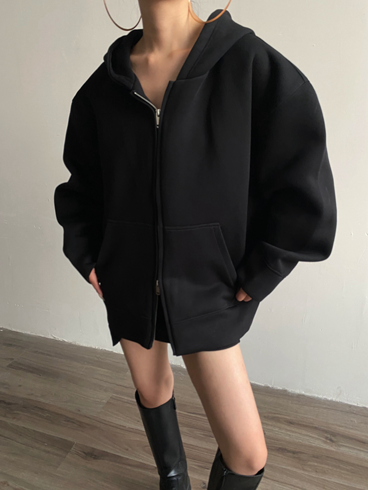Minimalist Zipper Hooded Sweatshirt