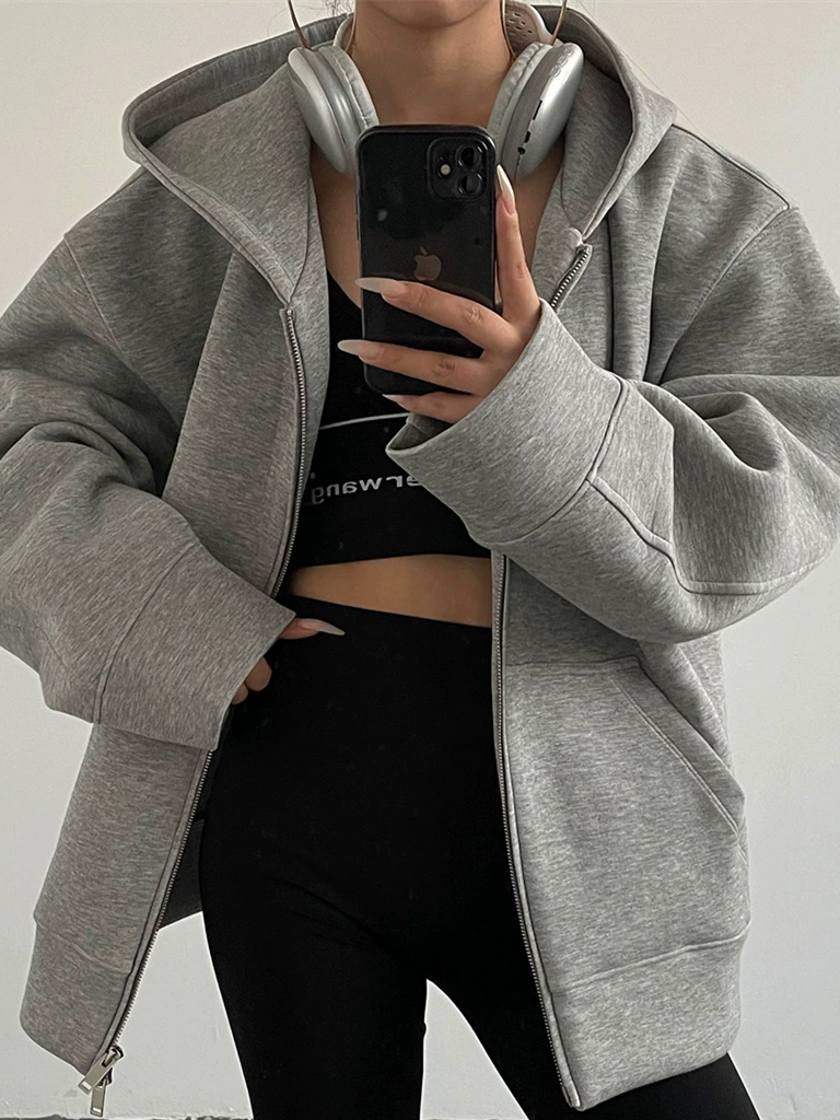 Minimalist Zipper Hooded Sweatshirt