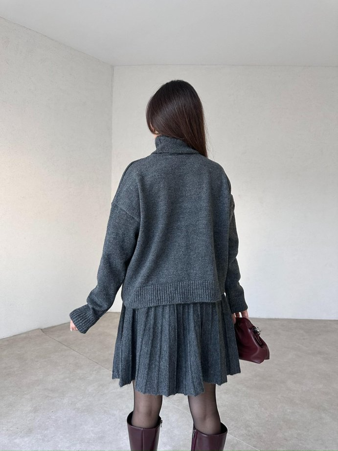 Winona Turtleneck Sweater Pleated Skirt Set