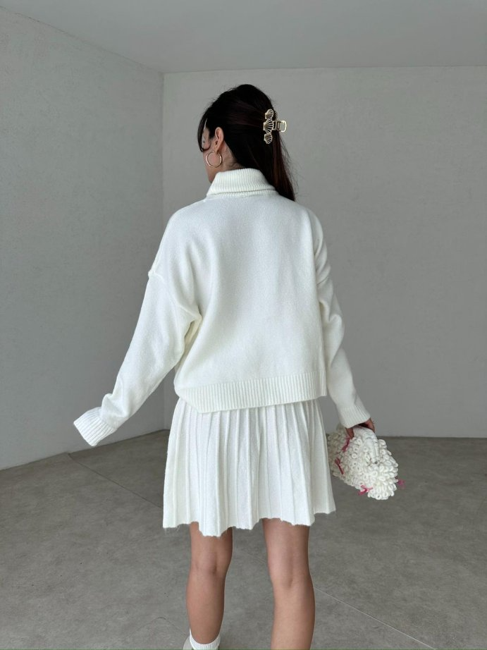 Winona Turtleneck Sweater Pleated Skirt Set