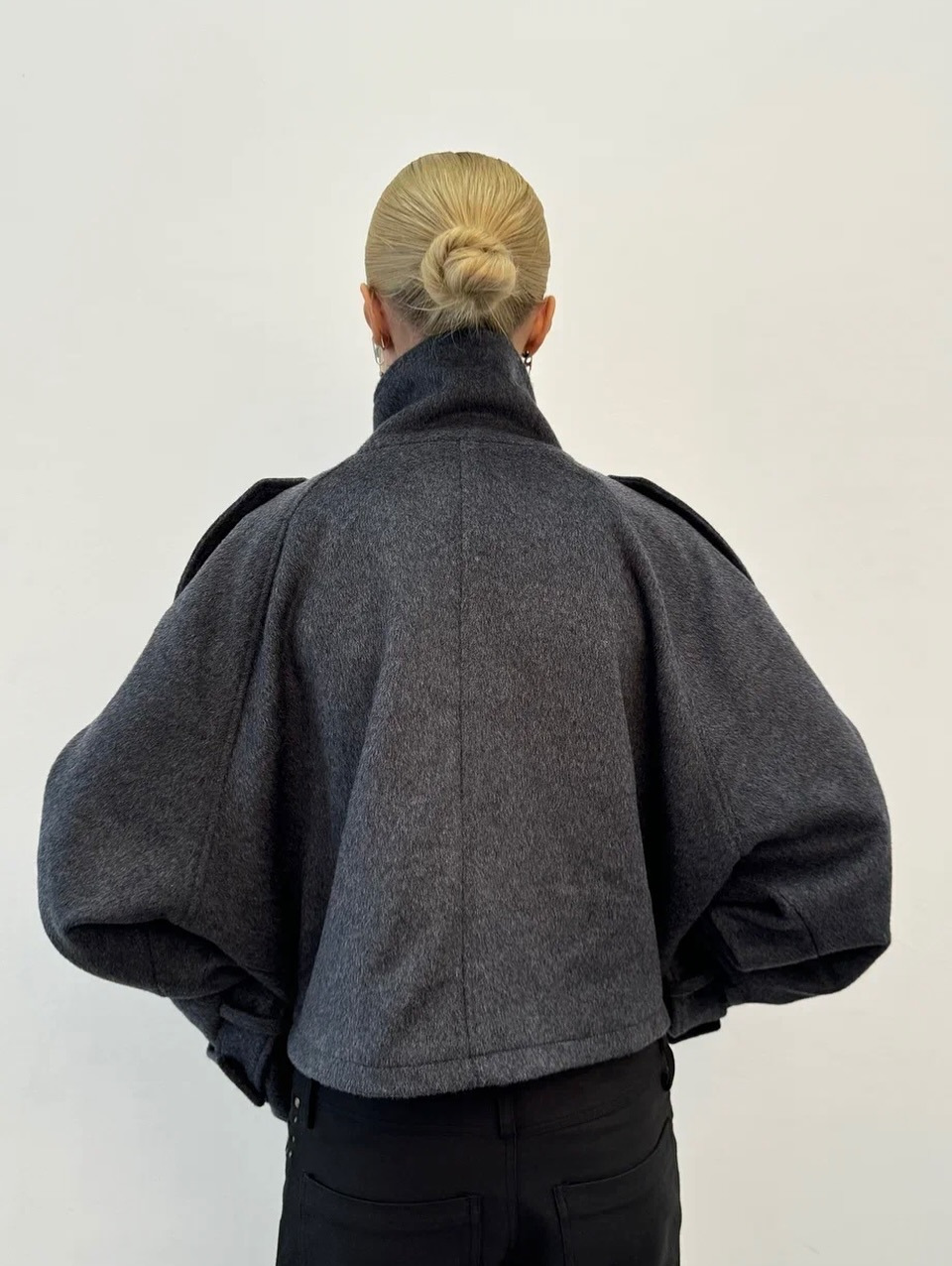 Stand-collar zipper wool jacket