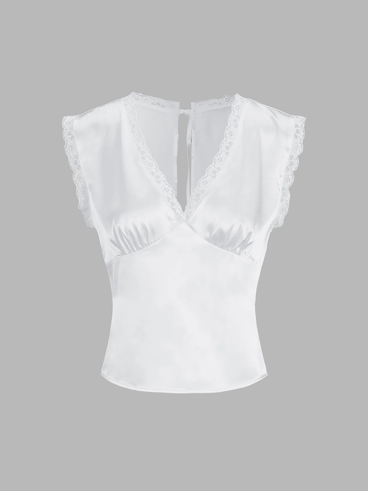 Lace Trim Satin Skirt Set