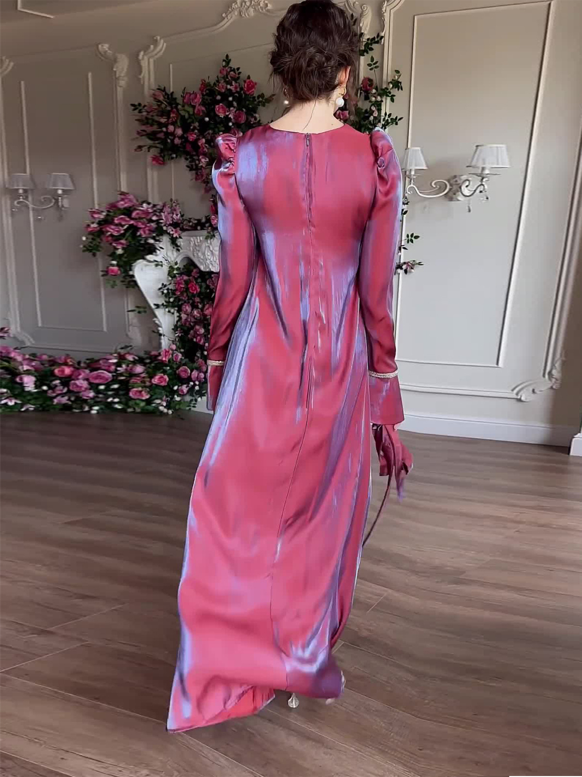 Shimmering Glazed Satin Dress