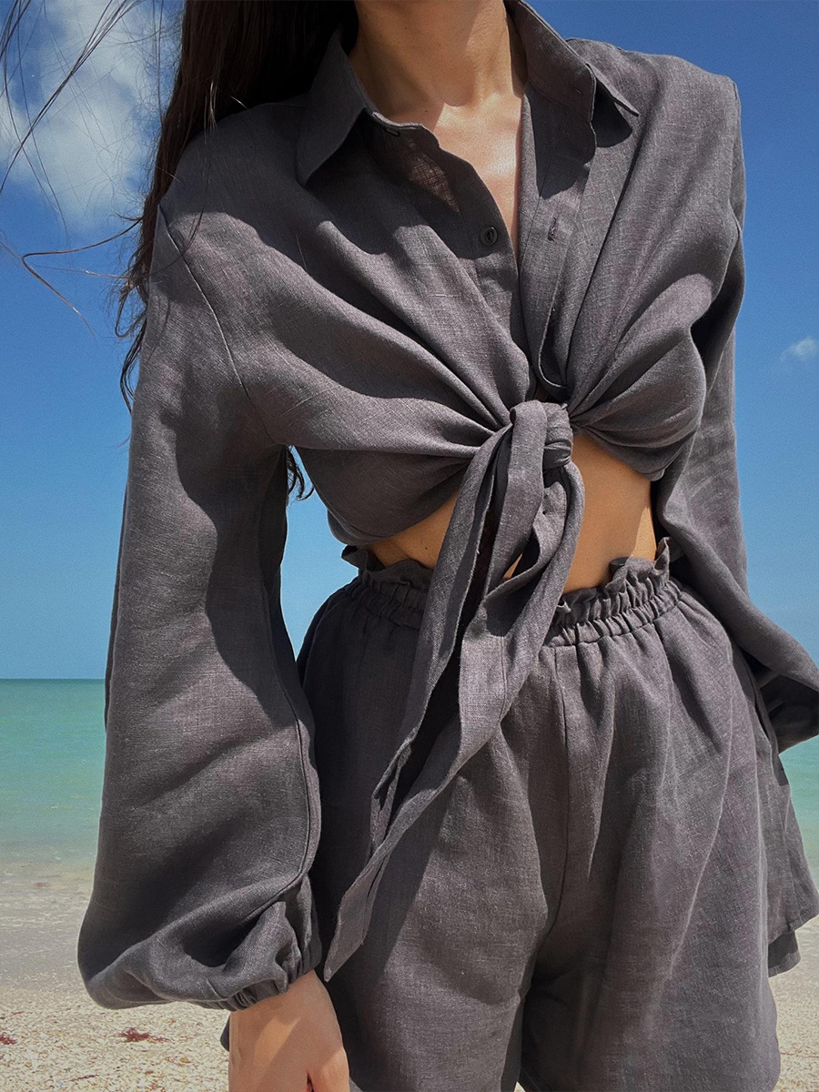 Cotton Bubble Two Piece Shorts Set