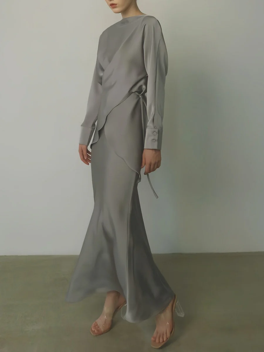 Cross Tie Back Solid Skirt Set