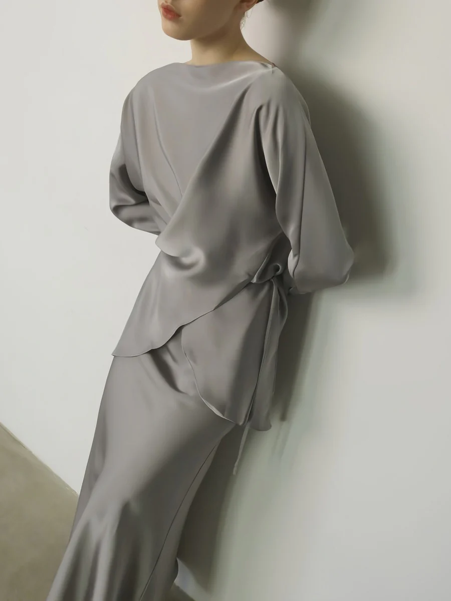 Cross Tie Back Solid Skirt Set