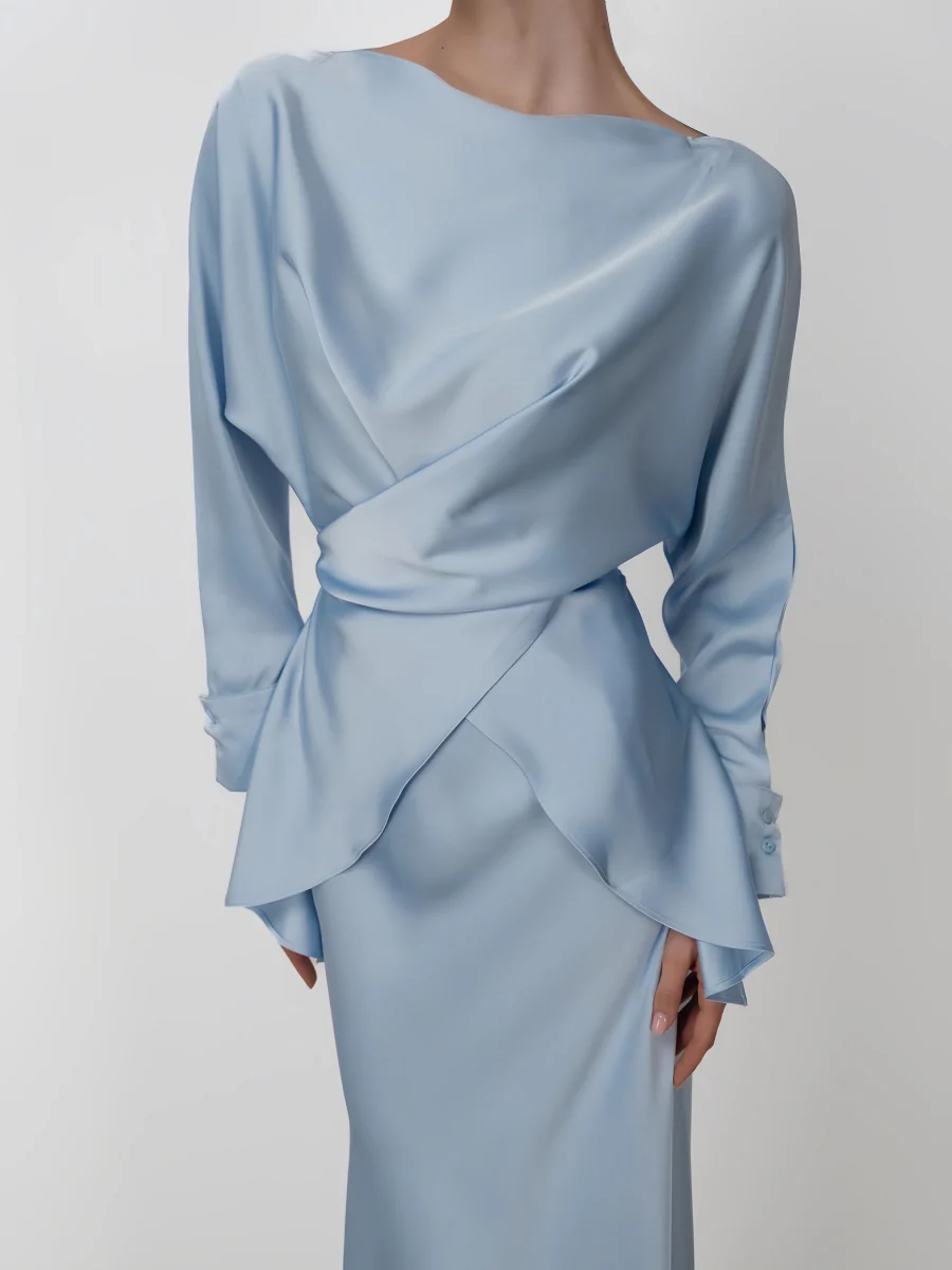 Cross Tie Back Solid Skirt Set