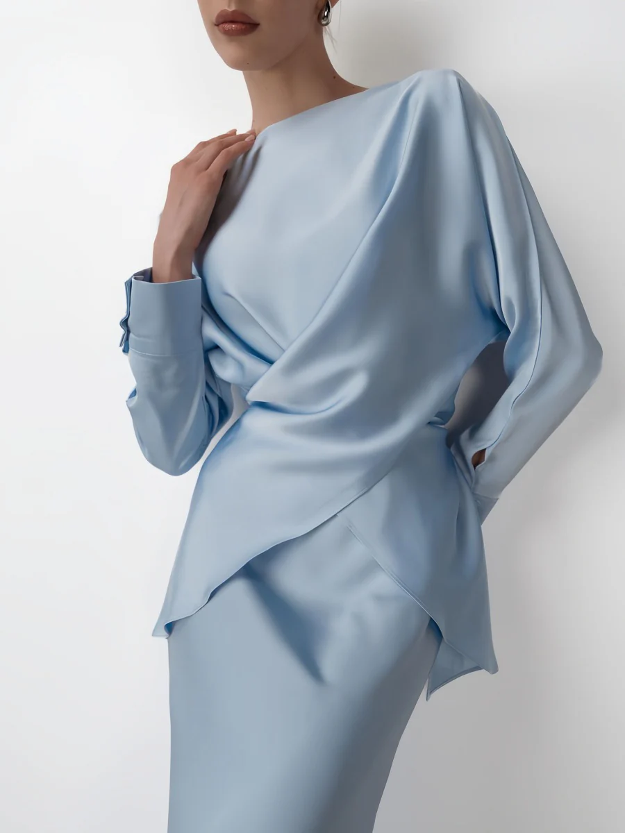 Cross Tie Back Solid Skirt Set