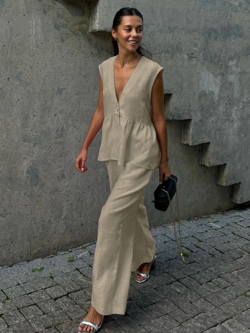 Cotton Linen Two Piece Set