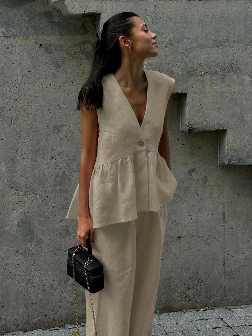 Cotton Linen Two Piece Set
