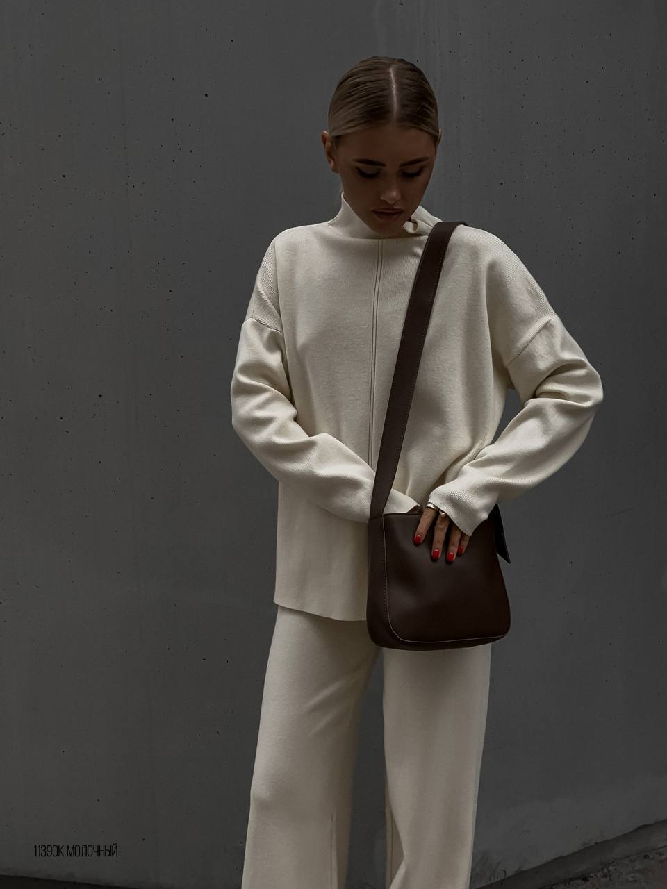 Knitted split top and trouser set