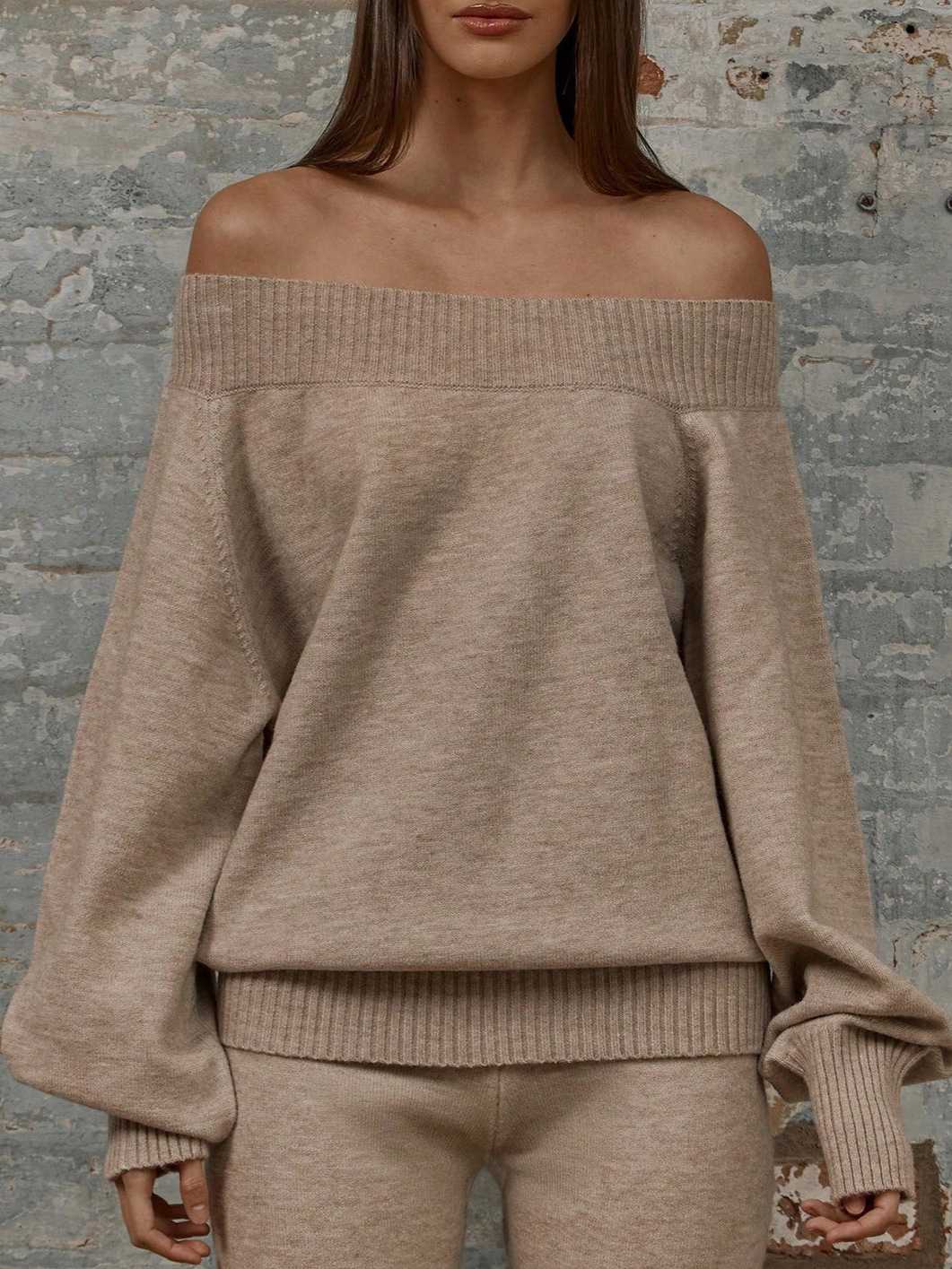 Loose-fitting long-sleeved sweater set