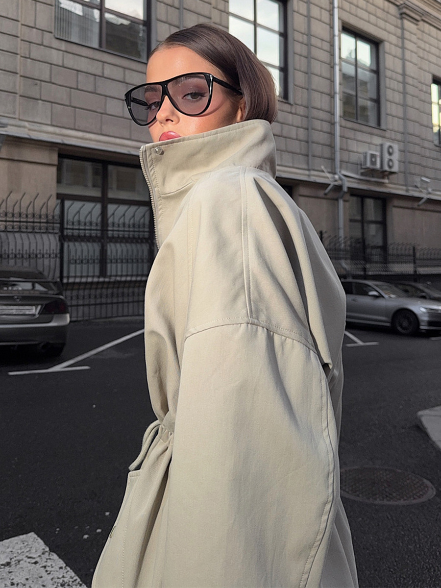 Retro drawstring trench coat