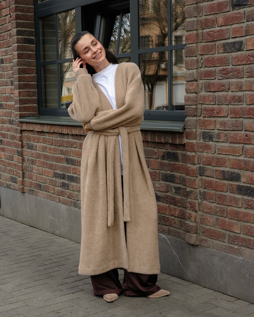 Plush Chenille V-Neck Tie-Front Cardigan