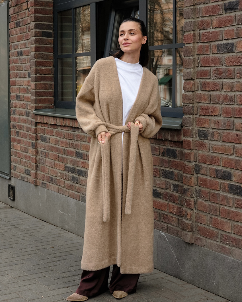 Plush Chenille V-Neck Tie-Front Cardigan