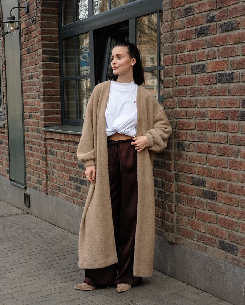 Plush Chenille V-Neck Tie-Front Cardigan