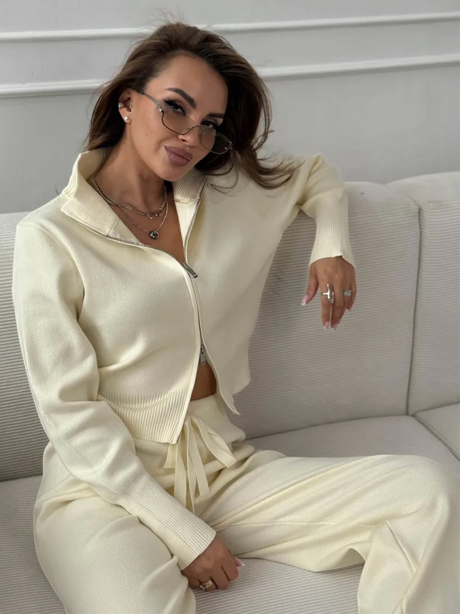 Double-Zip Slim-Fit Sweater Set