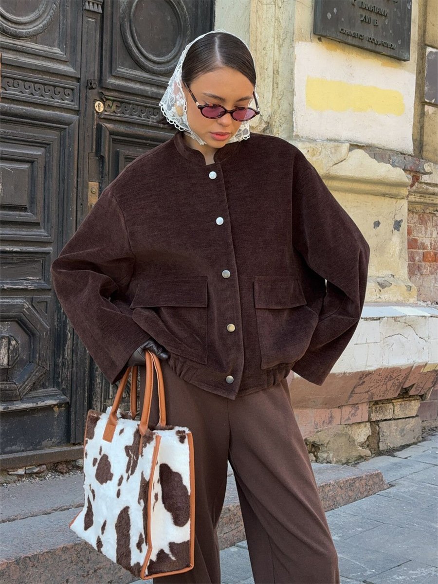 Single-button corduroy jacket