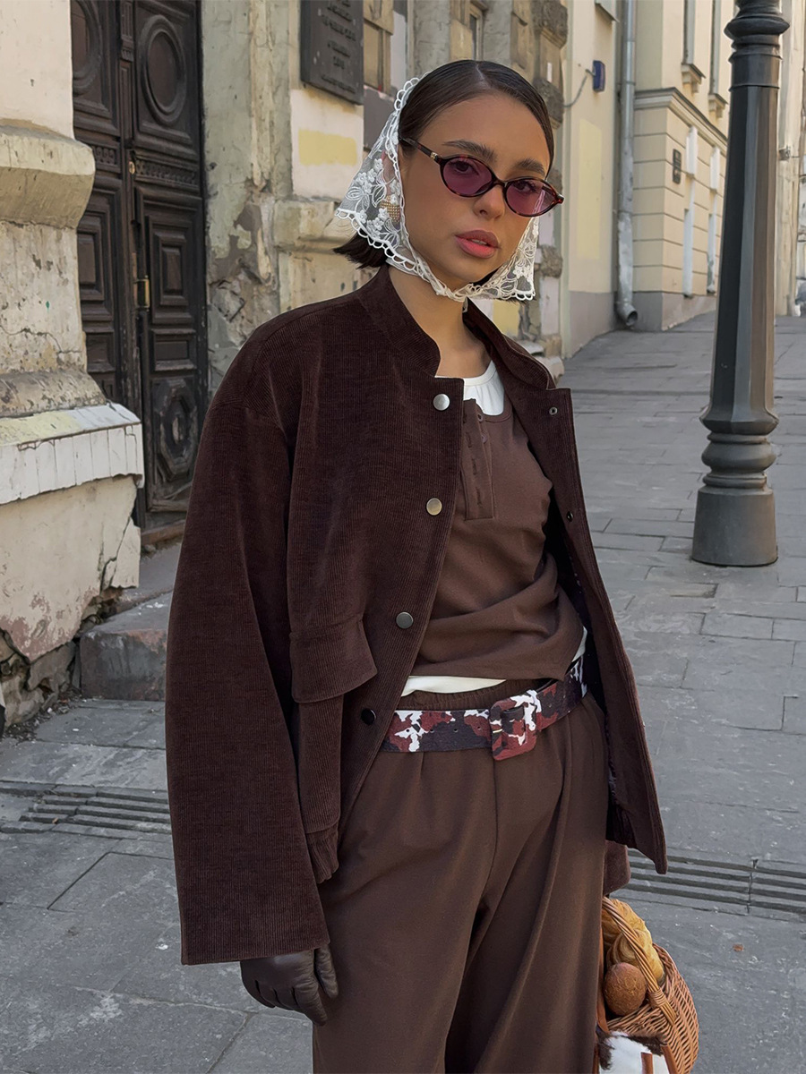 Single-button corduroy jacket