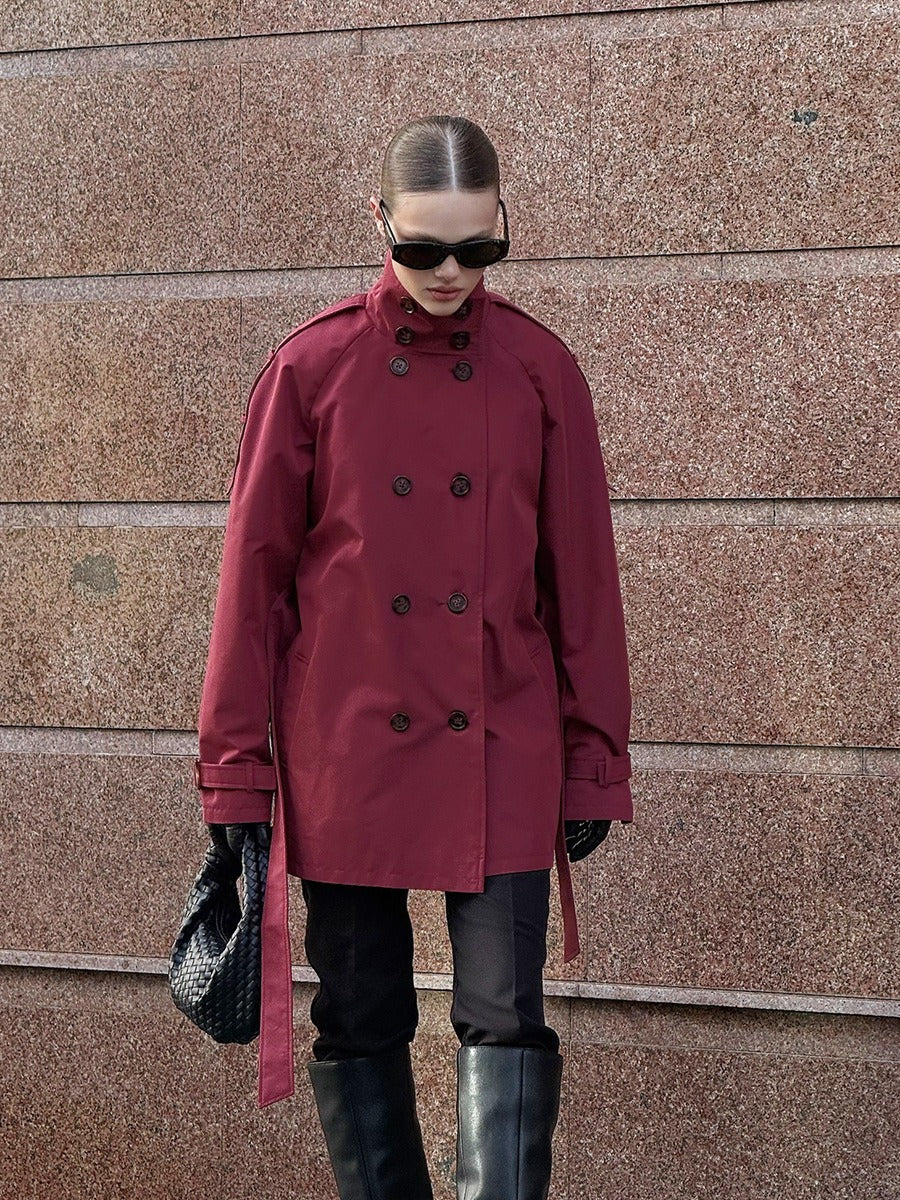 Double-Breasted Belted Trench Coat