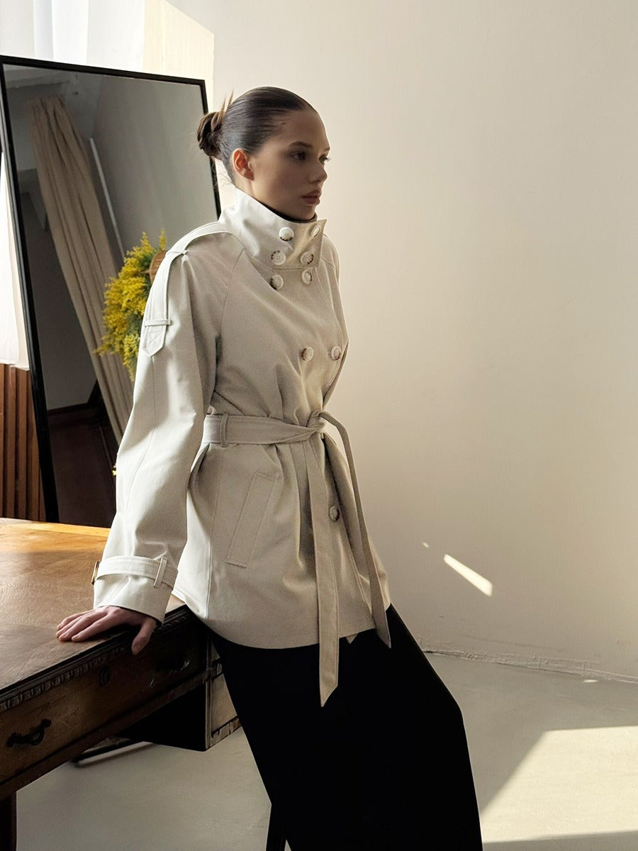 Double-Breasted Belted Trench Coat