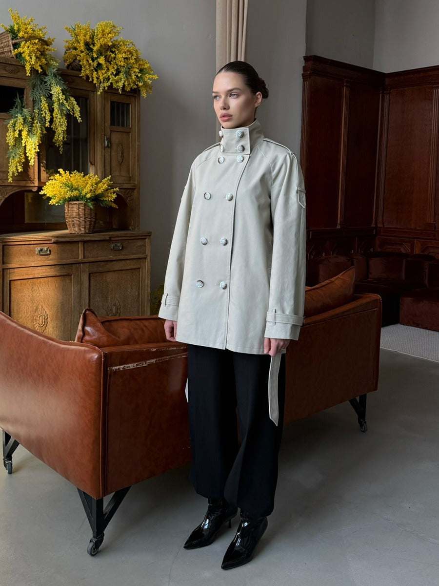 Double-Breasted Belted Trench Coat