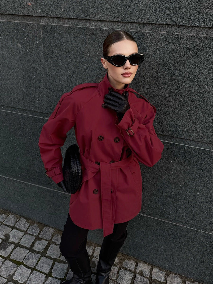 Double-Breasted Belted Trench Coat