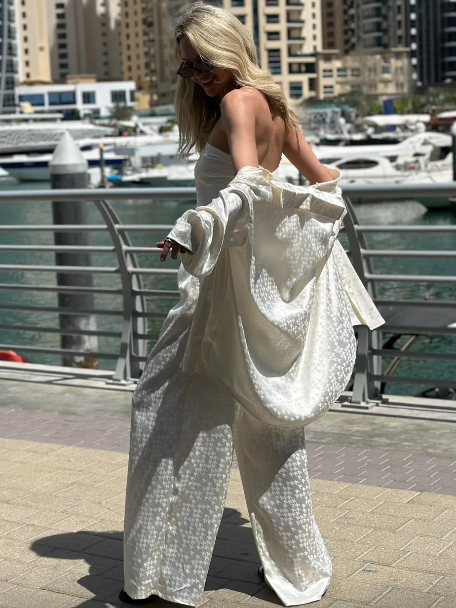 Houndstooth Patterned Loose-Fit Two-Piece Set