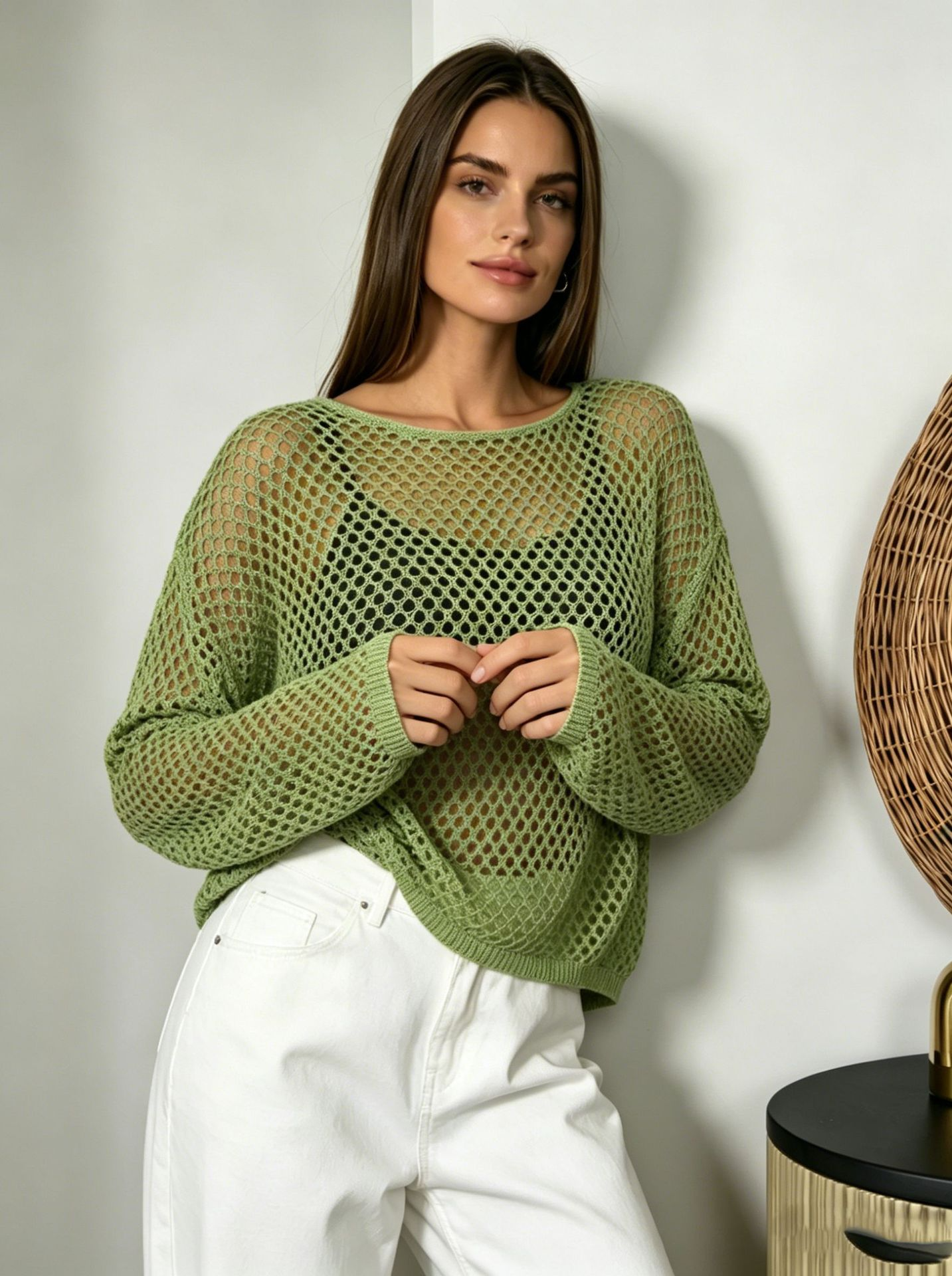 Openwork Knit Cover-Up Top