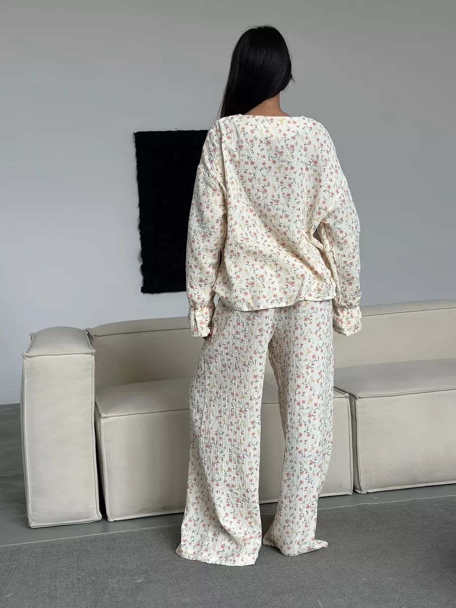 Cotton floral-print pajamas