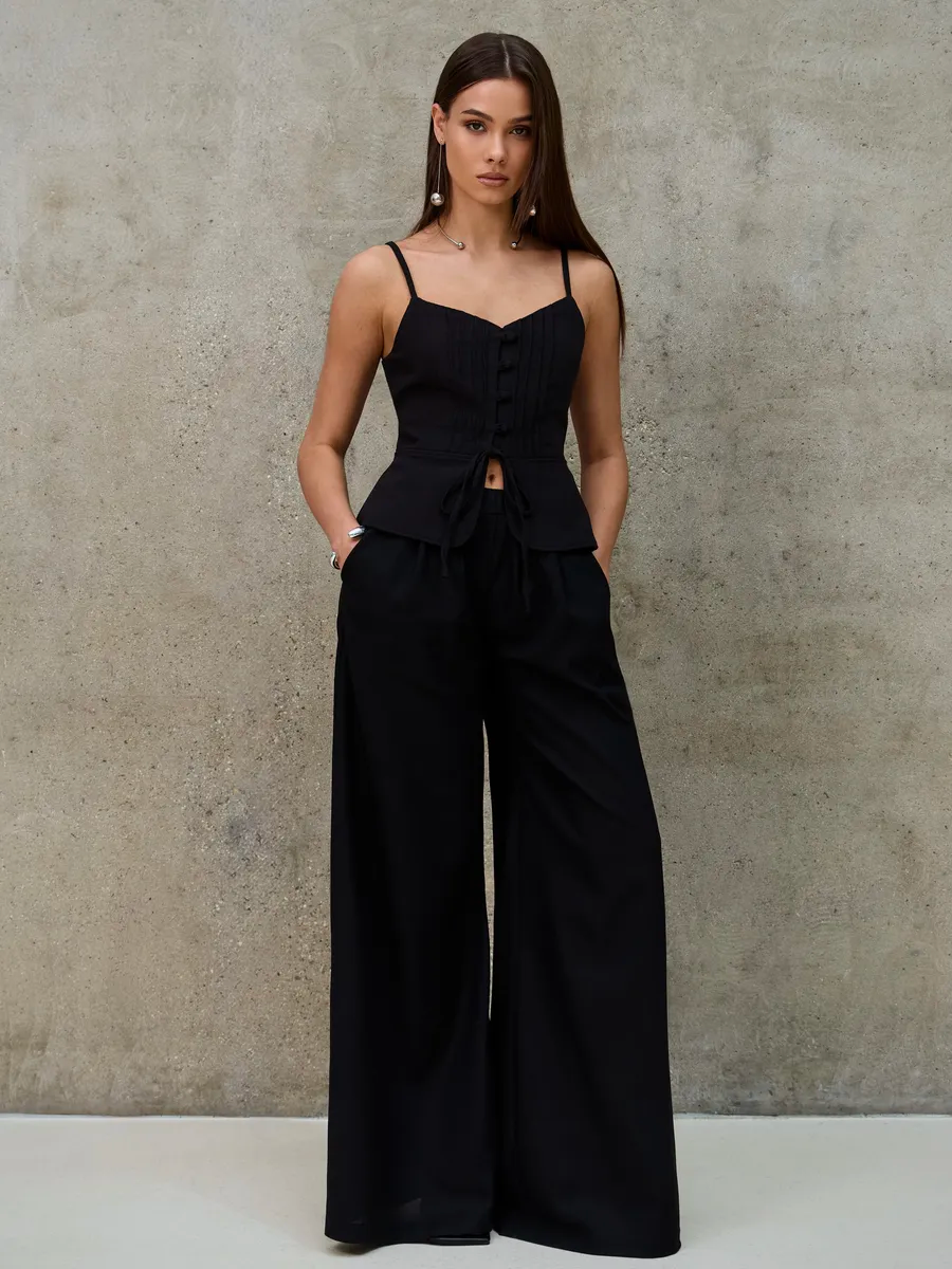 Strapless Pleated Backless Set