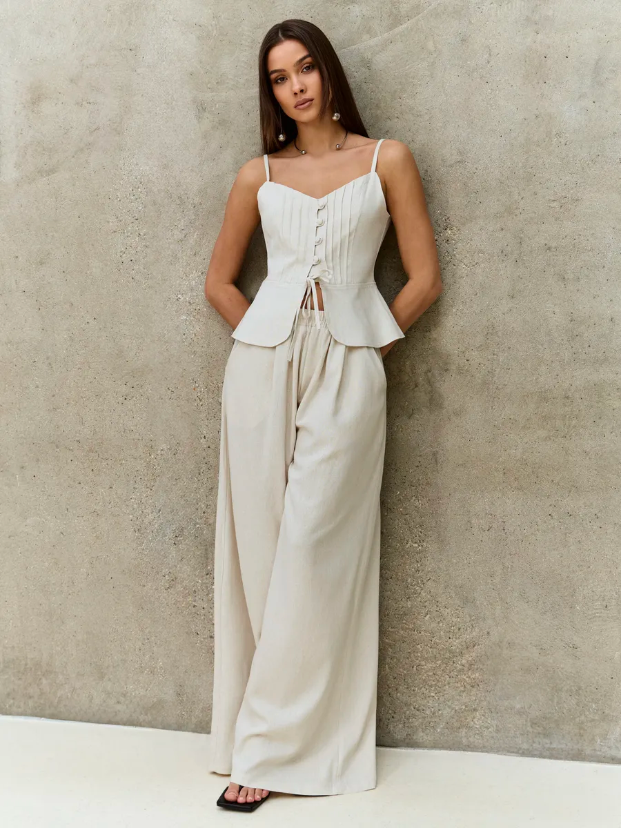Strapless Pleated Backless Set