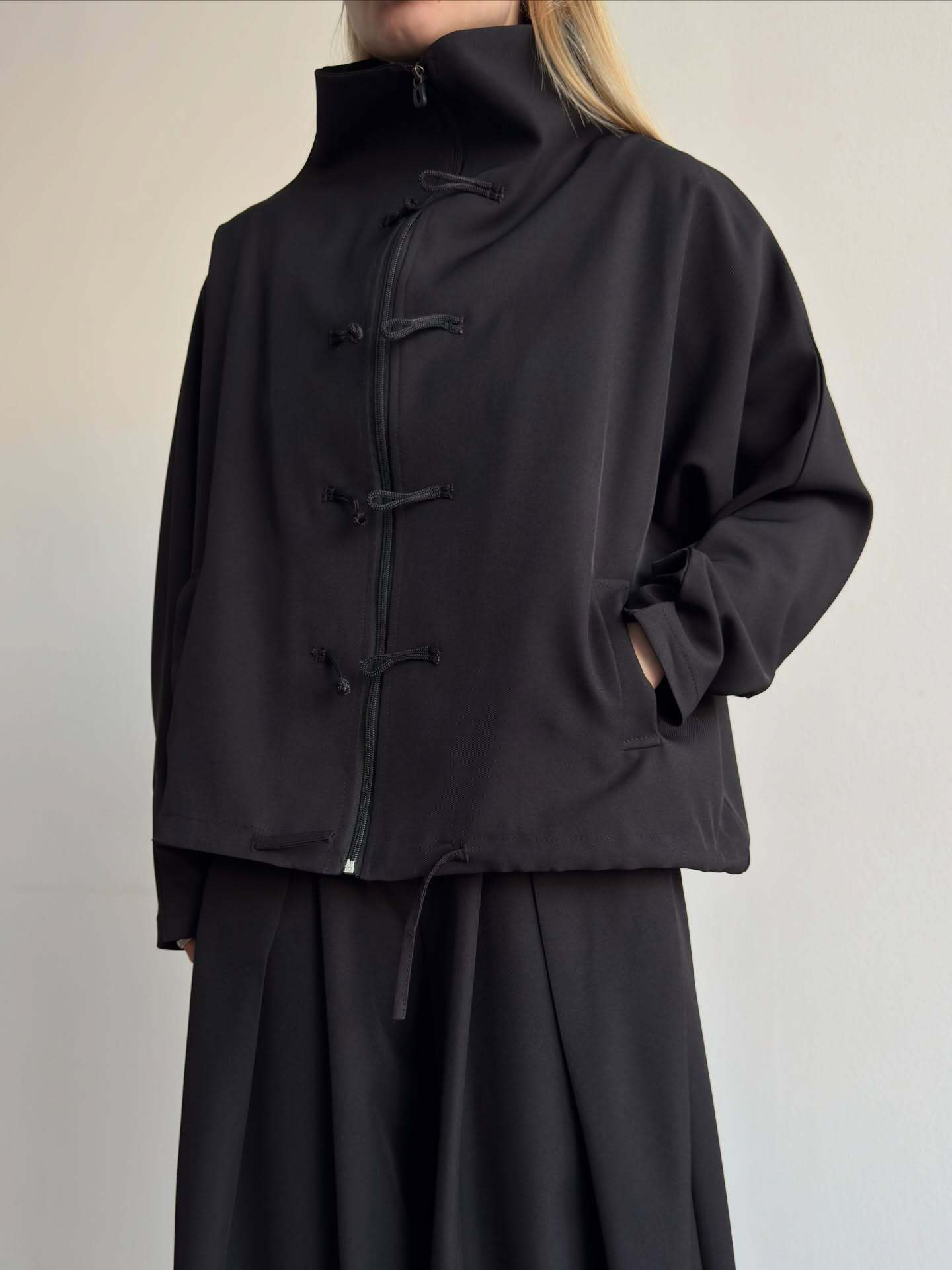 Button-Front Loose-Fit Baggy Pants Set