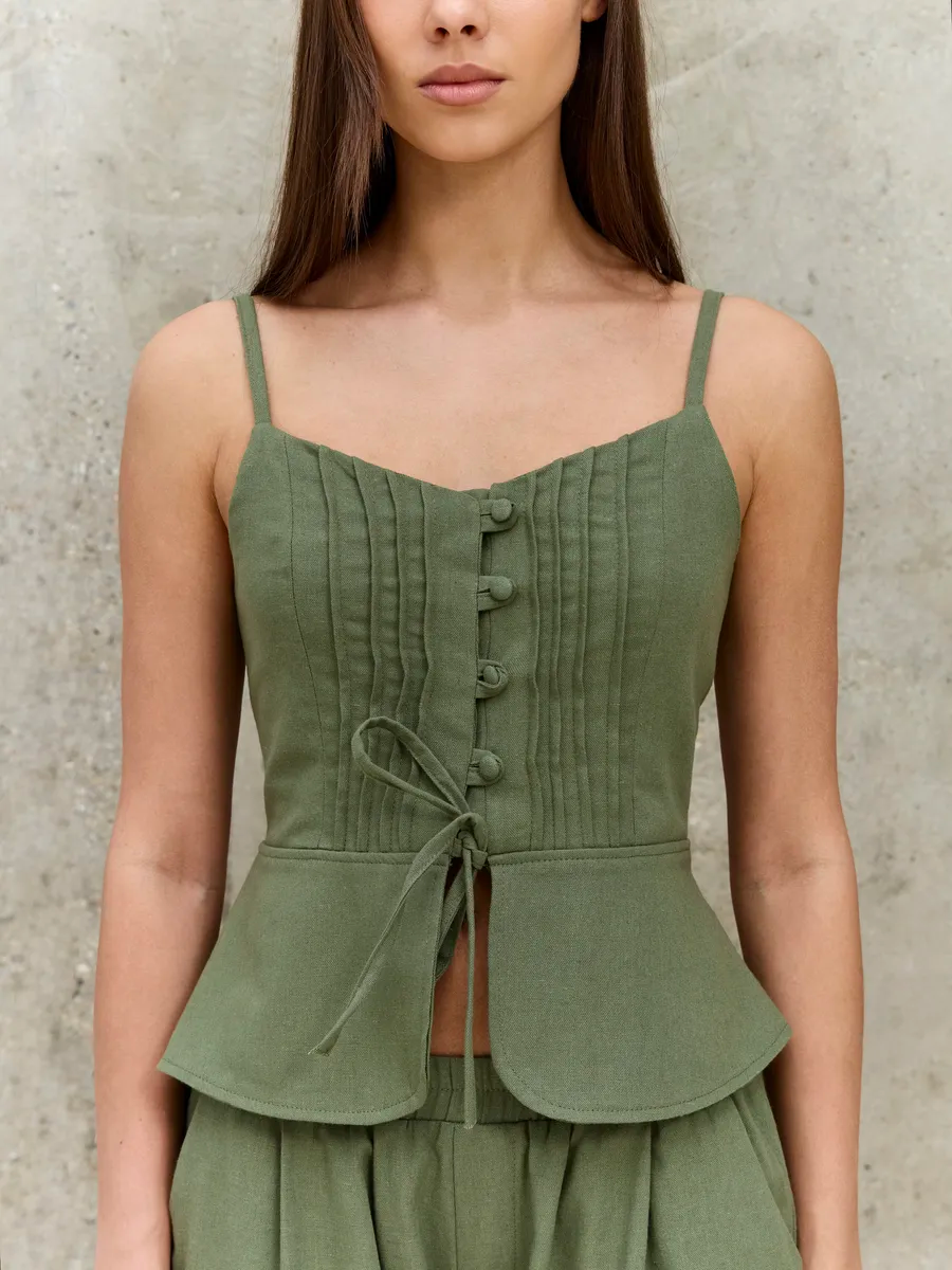 Strapless Pleated Backless Set