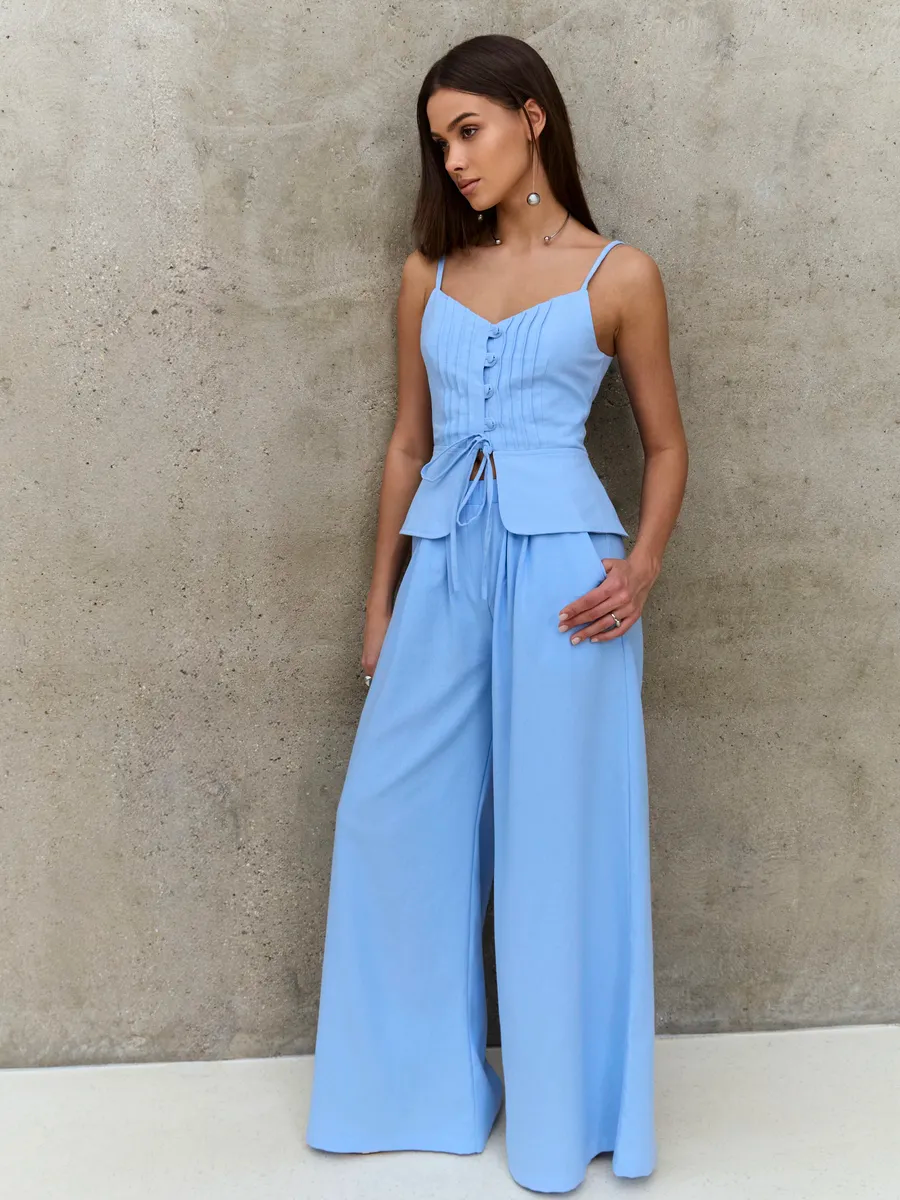 Strapless Pleated Backless Set