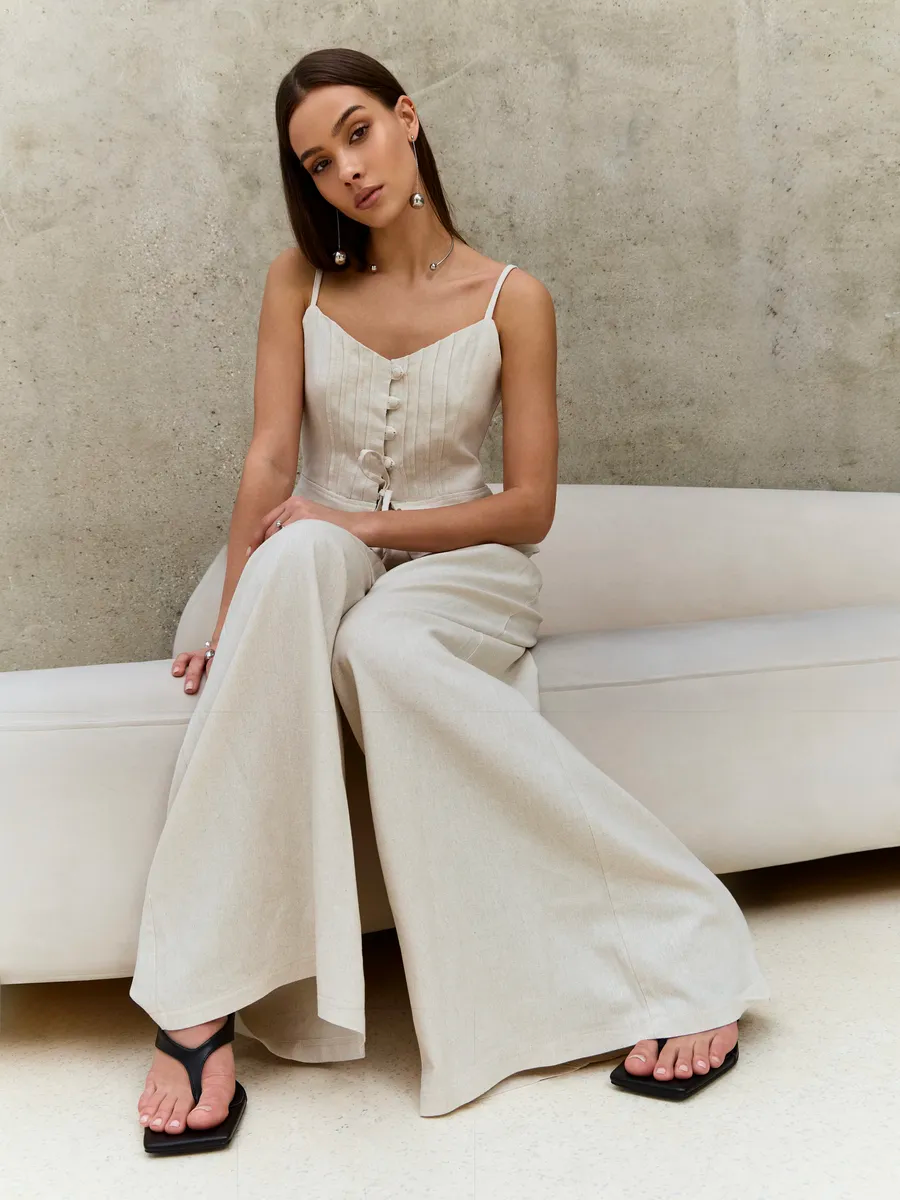 Strapless Pleated Backless Set