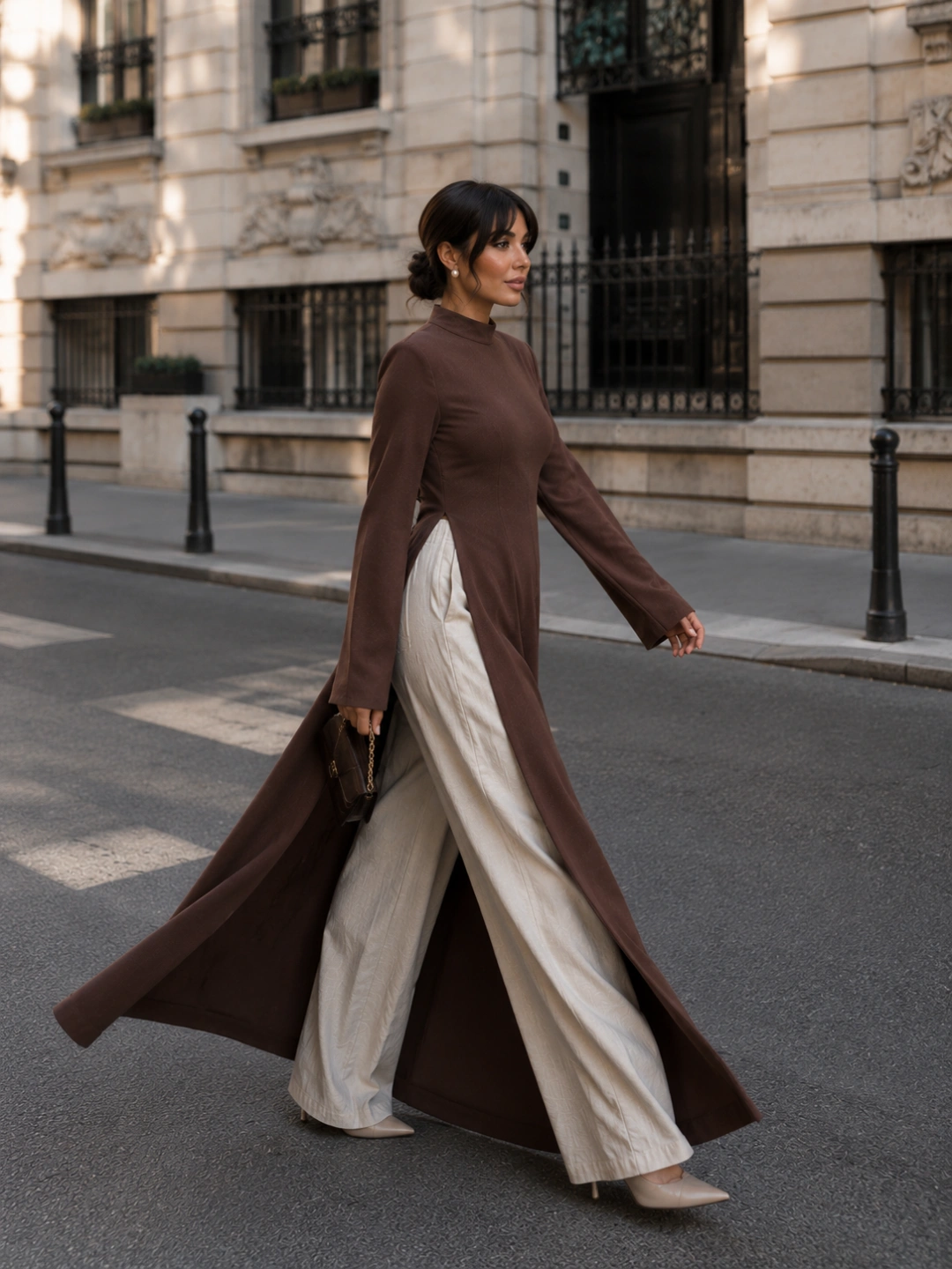 Linen Split-Front Maxi Dress