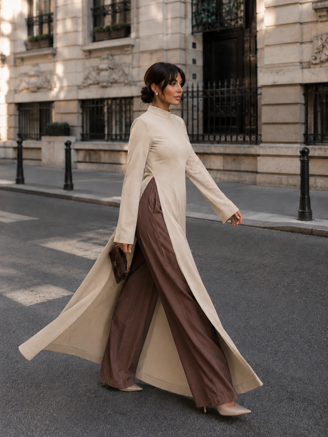 Linen Split-Front Maxi Dress